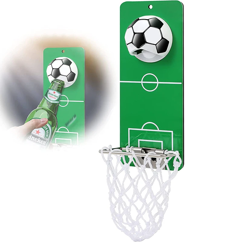 Lmetjma magnetischer fußball flaschen öffner kühler flaschen öffner wand montierter bierflaschen öffner mit kappen fänger sammler jt83