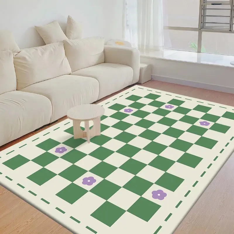 

Checkerboard Solid Color Carpets Large Area Rugs For Living Room Non-slip Mat Soft Bedside Rug Girl Bedroom Decor Kid Play Mat