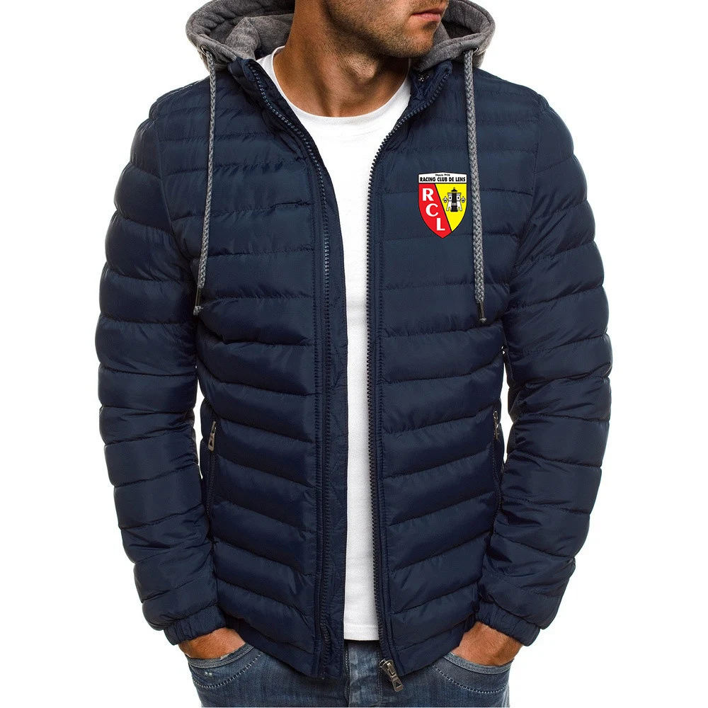 2024  Winter New Men\'s Coat Warm and Comfortable Zipper Hooded Fashion Print Outdoor Sports Simple Atmospheric Street cool