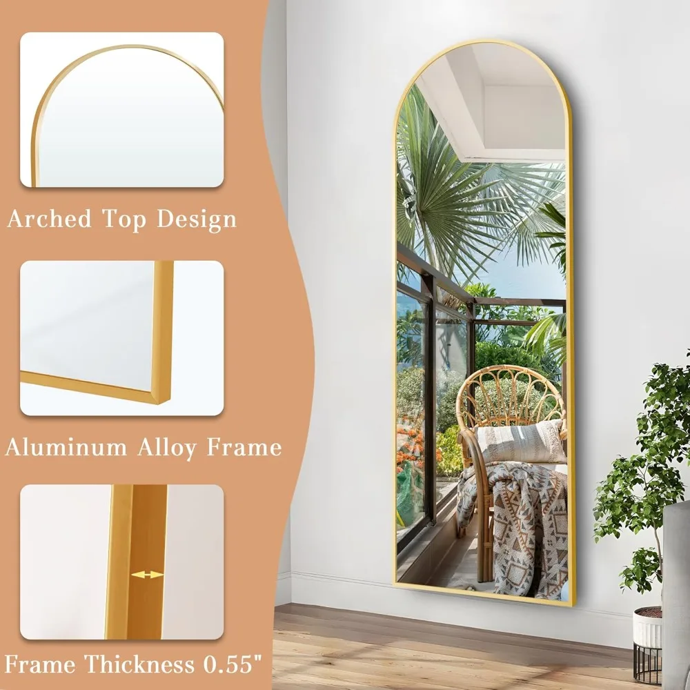 Mirror Full Length 57" x 20", Free Standing Mirror Leaning or Wall Mounted, Thin Aluminum Alloy Frame, Full Body Mirror