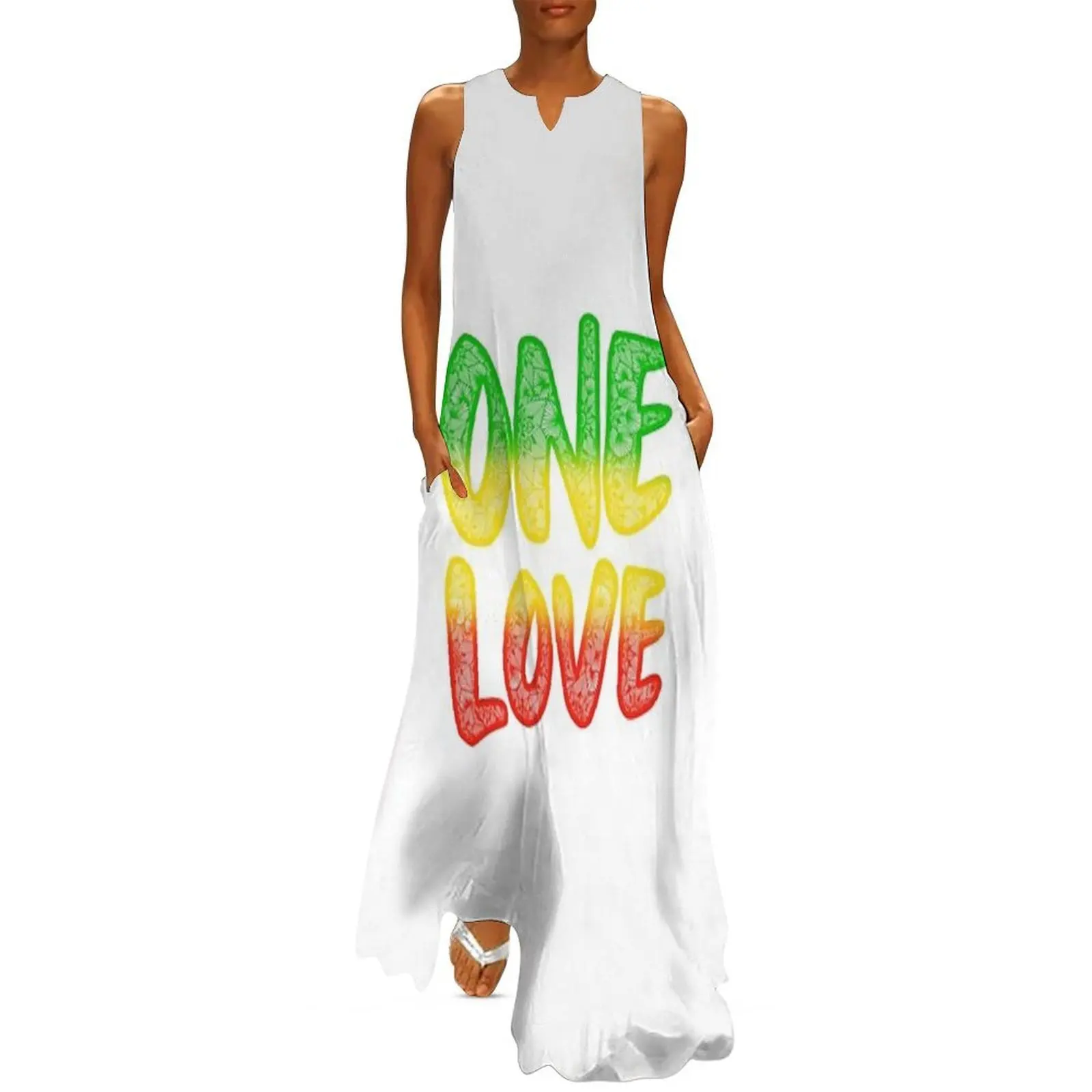 

One love reggae art Bob Marley zentangle art Rasta art Long Dress luxury dresses beach outfits for women