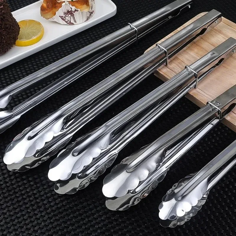 7/9/12/14/16inch Stainless Steel Food Tongs Long Fried Barbecue Meat Clips Salad Bread Clamp BBQ Tong Kitchen Cooking Gadgets