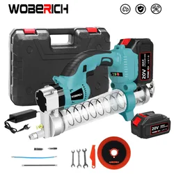 WOBERICH Cordless Professional Electric Grease Gun Kit Oil Injector Fat Machine 10000 PSI Power Tools For Makita 18v Battery