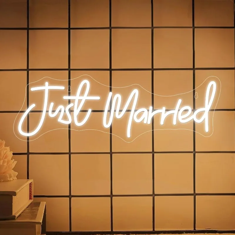 Just Married Neon Sign for Wall Decor Led Neon Light After Party Gift Led Decoration Party Signs Wedding Gift for Bridal Shower