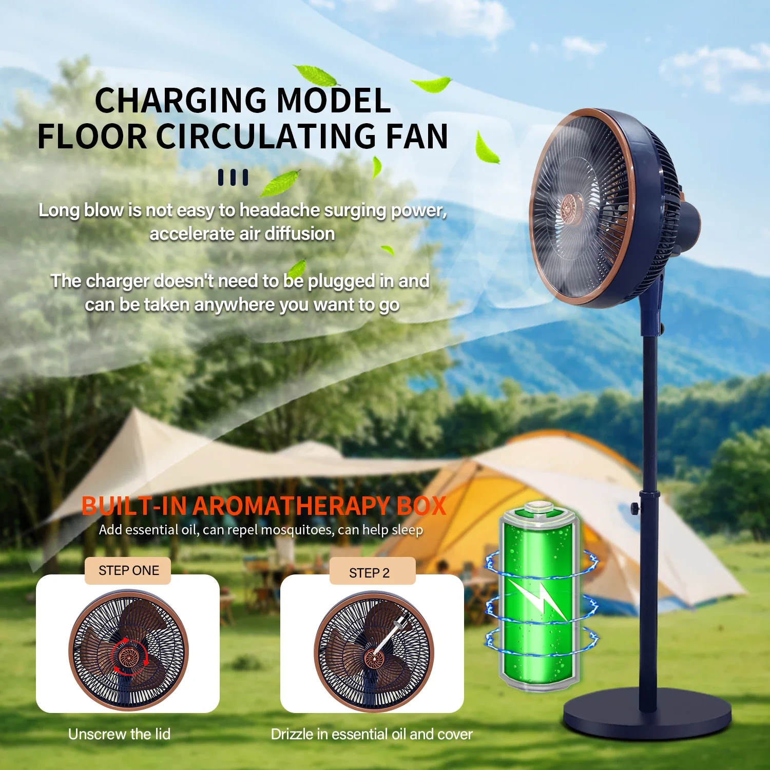 

Rechargeable Pedestal Whole Room Air Circulator Fan,3 Speed Control,Adjustable Standing Height,Ultra Quiet DC Motor,for Home