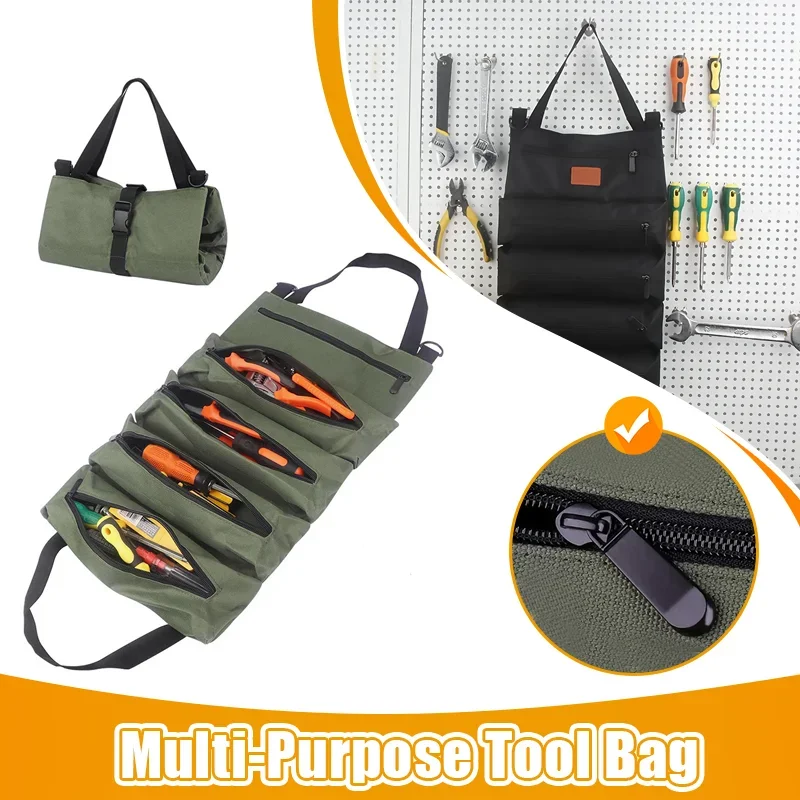 1 PC Multi-Purpose Hardware Tool Bag Professional Multi-Pocket Rolled Portable Storage Bag Rolled Waterproof Pliers Storage Bag