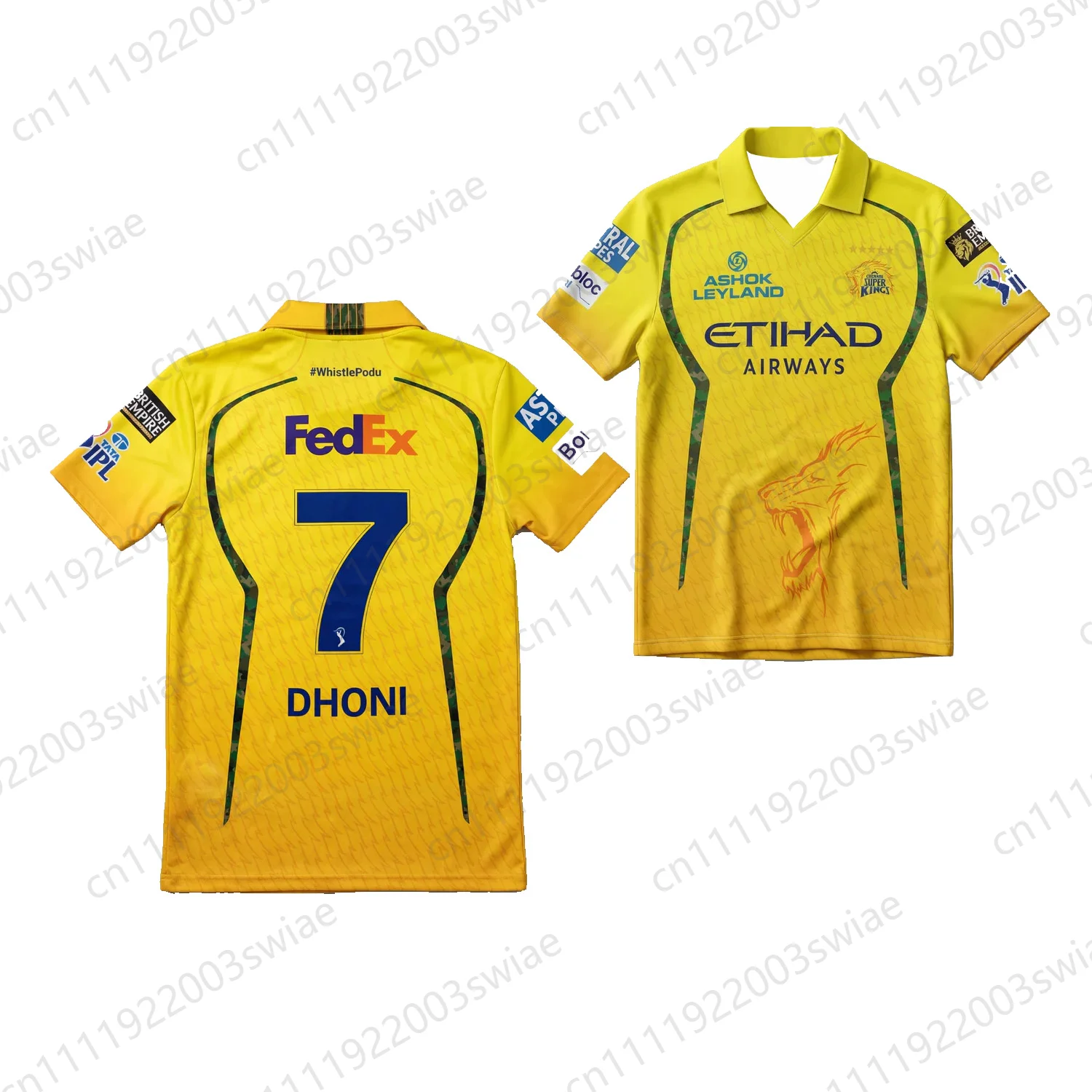 2026 Classic Quick Dry All Season Adult/kids  IPL Chennai Super Kings  Yellow Army CSK Cricket Team Jersey Casual Sports T Shirt