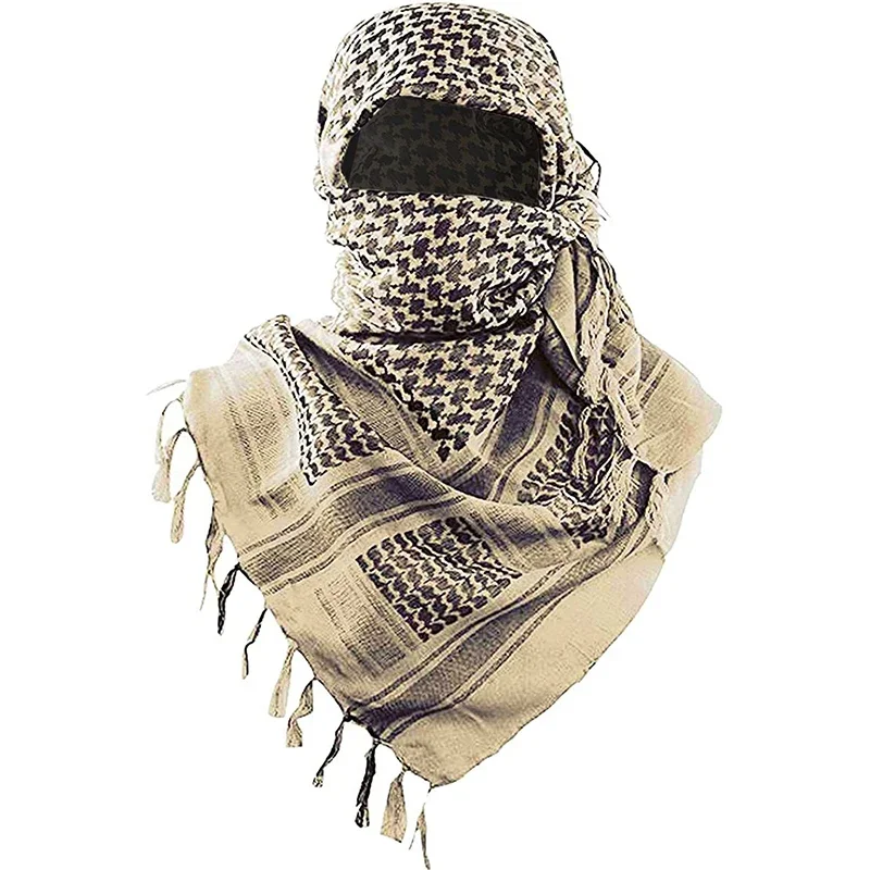 Tactical Arab Keffiyeh Shemagh Scarf Cotton Winter Shawl Neck Warmer Cover Head Wrap Windproof Hiking Camping Scarf Men Women