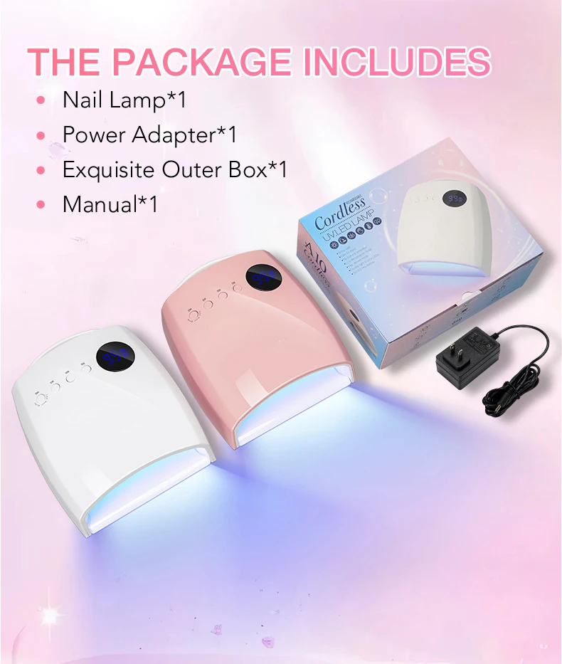 45 LEDs  4 Timers Modes 168W UV  Lamp For Nails Wireless Gel Polish Nail Dryer Pedicure Manicure Light Cordless LCD Nail Lamp