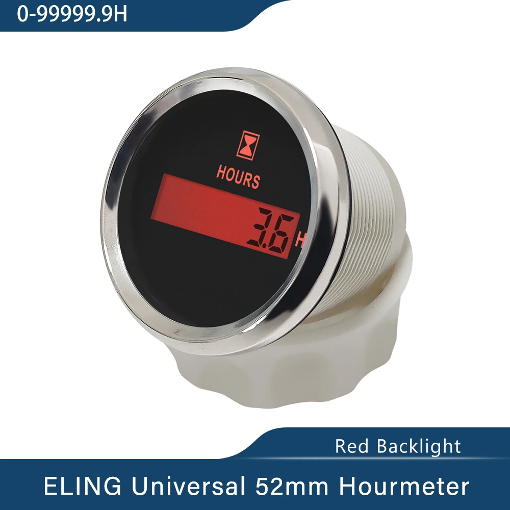 

Newest Waterproof 52mm Universal Hour Meter Gauge with Red Backlight 9-32V for Car Trucks Boat