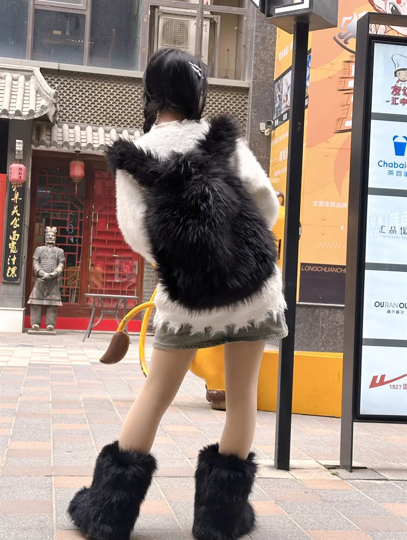 2023 NEW FASHION Y2K Faux Fur FOR Women Backpack Solid Soft Fleece Knapsack Harajuku Style Winter Ladies Bag