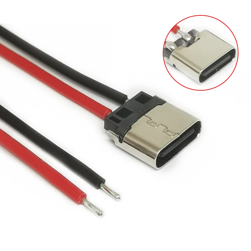 Hot 5Pcs USB Type-C 2P Welding Wire Female Connector Cable For Mobile Phone Charging