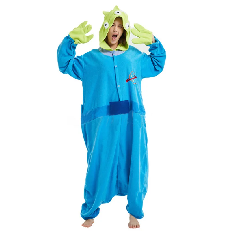 

Alien Cosplay Monster Costumes Men Women Festival Onesies Funny Suit Kigurumis Halloween Outfit Party Jumpsuit Blue Pajamas