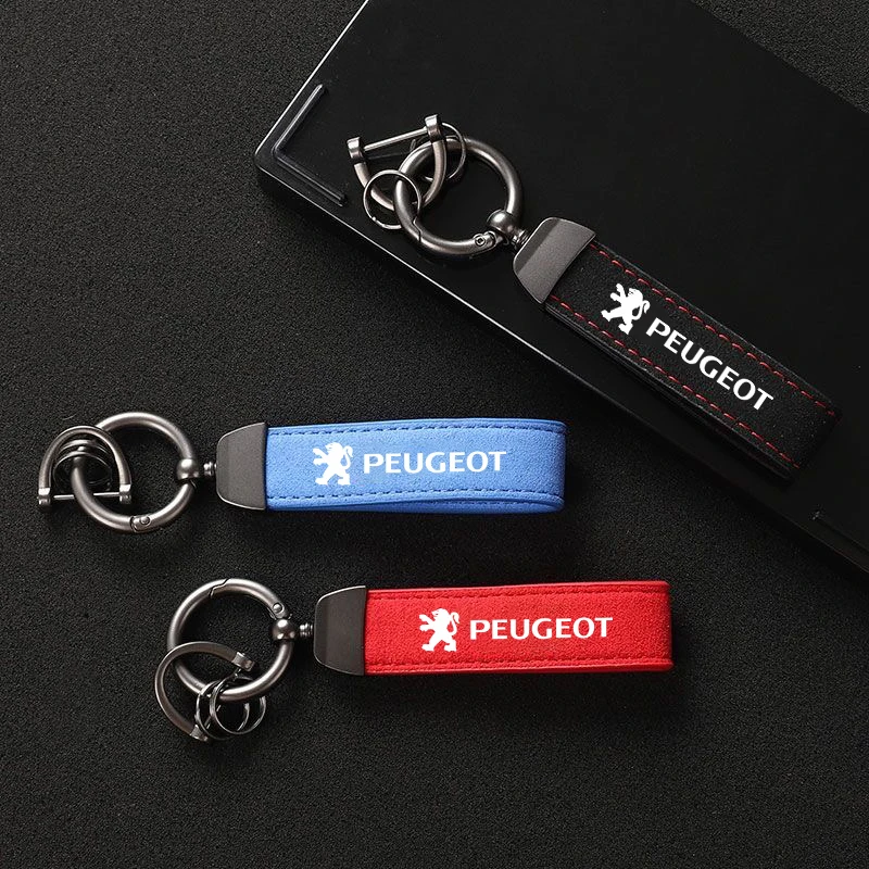 Luxury Suede Leather Keyring Car Keychain For Peugeot 206 207 208 301 307 308 T9 406 407 508 2008 3008 5008 108 RCZ 607 4008 301