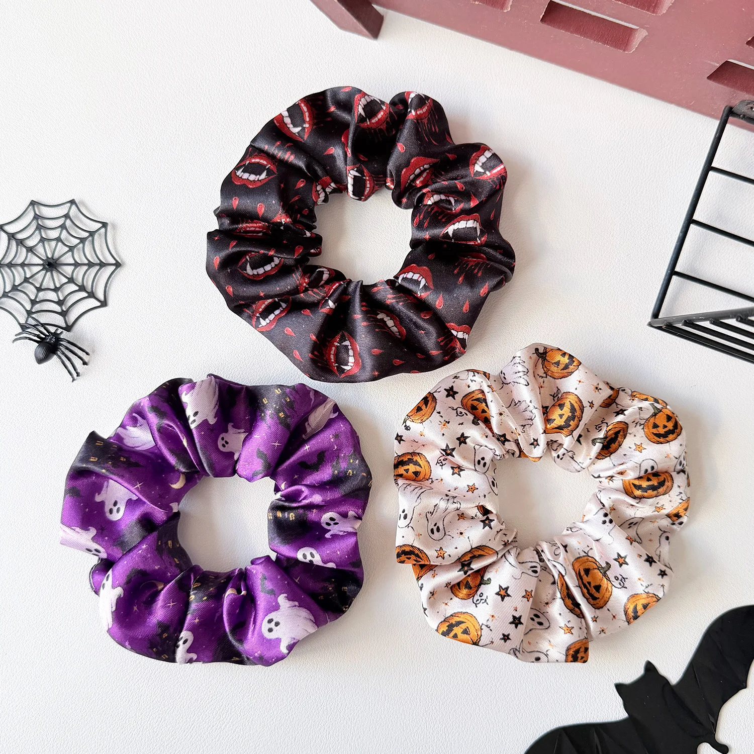 2pcs Halloween Satin Scrunchie - Women'S Vampire Accessories 评论和价格