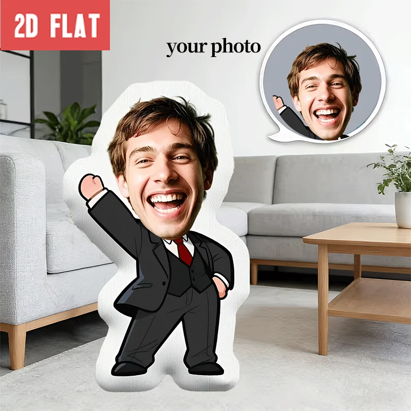 Personalized photo customization: Cartoon hoodie shaped customized face pillow, fun cartoon style hugging pillow, 60cm large siz