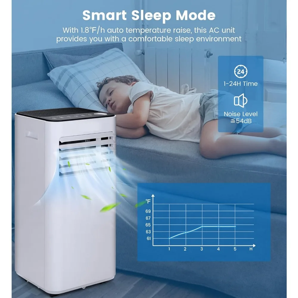 Ar Condicionado com Desumidificador e Modo Ventilador, Controle Remoto, Temporizador de 24 Horas, Kit de Instalação Incluído, Ar Condicionado Portátil