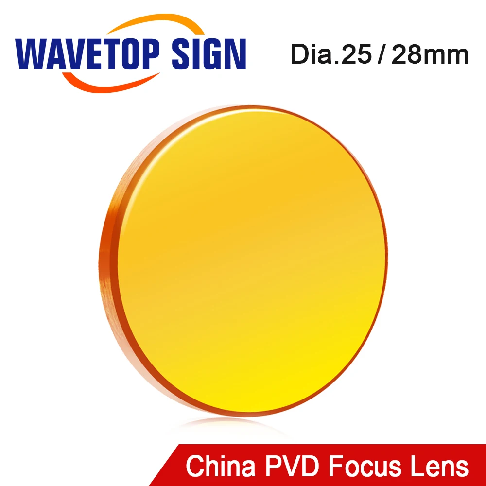 WaveTopSign China PVD ZnSe Dia.25mm 28mm Focus Lens FL38.1 50.8 63.5 76.2 101.6mm For Co2 Laser Engraving Machine