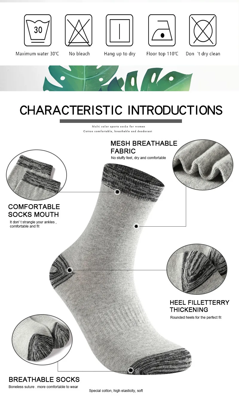 6 Paare/los männer Sportsocken Herbst Winter 100 % Baumwolle Laufen Schwarz Sport Wandern Socken Schwarz Weiß Grau Männliche Lange Röhre socken – Detail 6