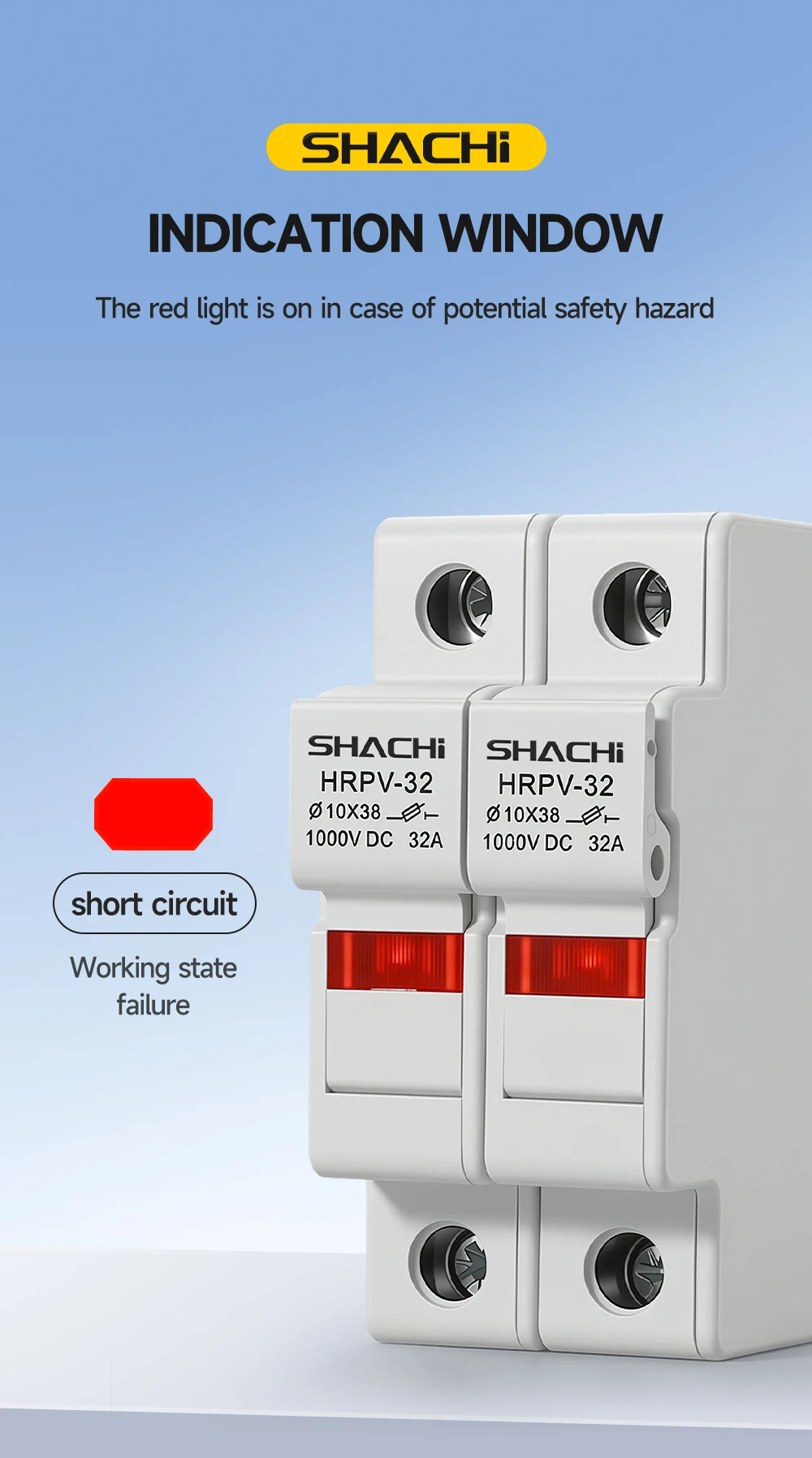 SHACHI 1P 2P DC-Sicherungshalter 1038mm Hochspannungs-Solar für PV-String-Sicherungen 1000V Basis Photovoltaik-System-Schutzvorrichtung – Detail 8
