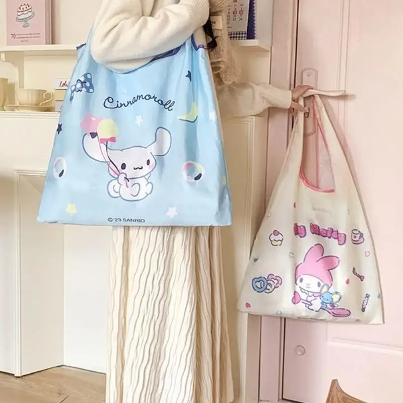

Sanrio Kawaii принт на одно плечо ручная сумка для покупок милый мультфильм портативный Cinnamoroll большая вместительная модная сумка для хранения для девочек
