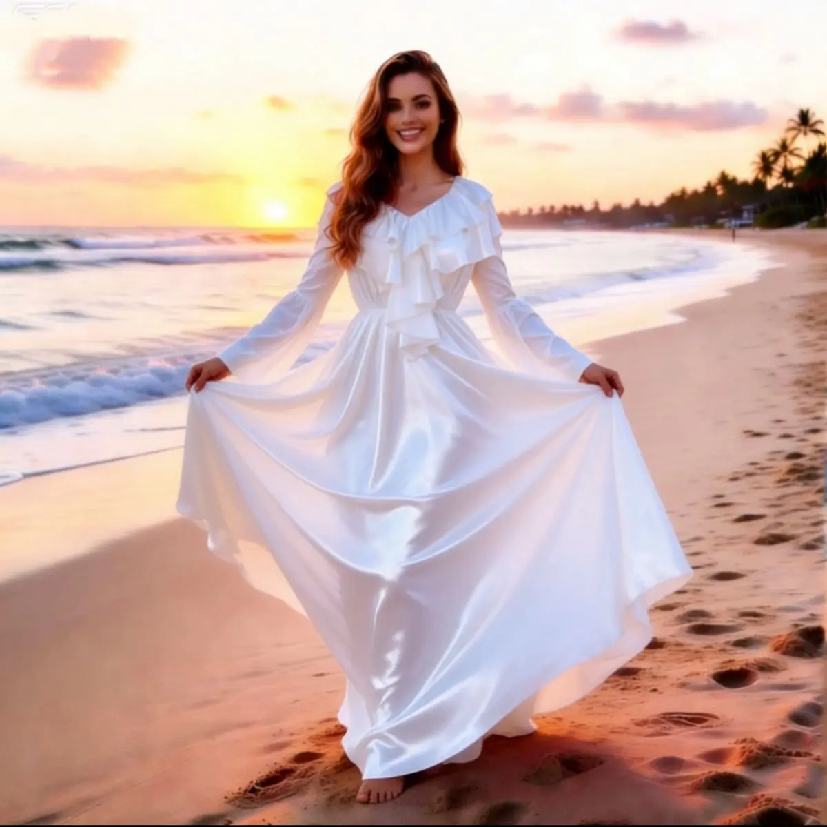 Mulheres brilhantes cetim vestido longo pijama maxi vestido pulôver vestidos elegantes roupa de dormir