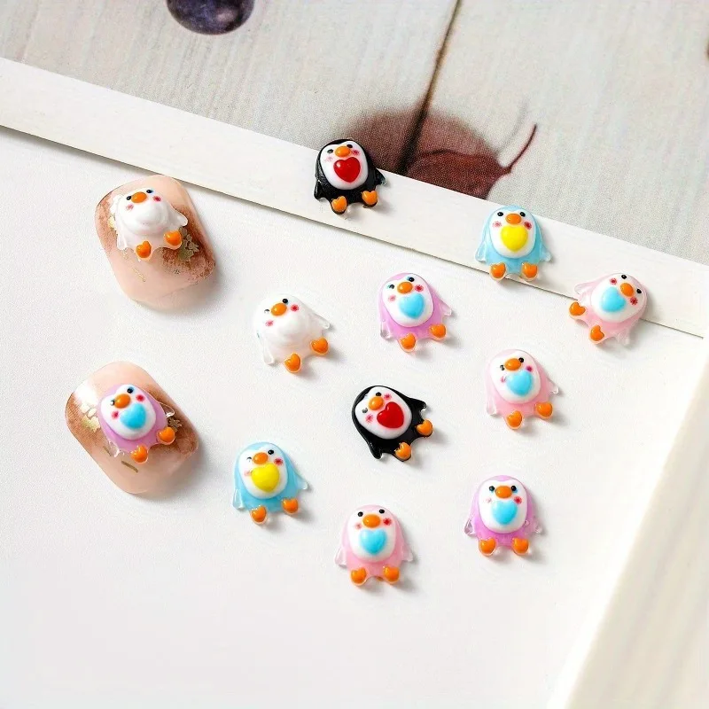 40pcs Resin Mini Kawaii LOVE Penguin Art Nails Flatback Stone Applique DIY Wedding Scrapbook Decor Jewelry Accessories Crafts