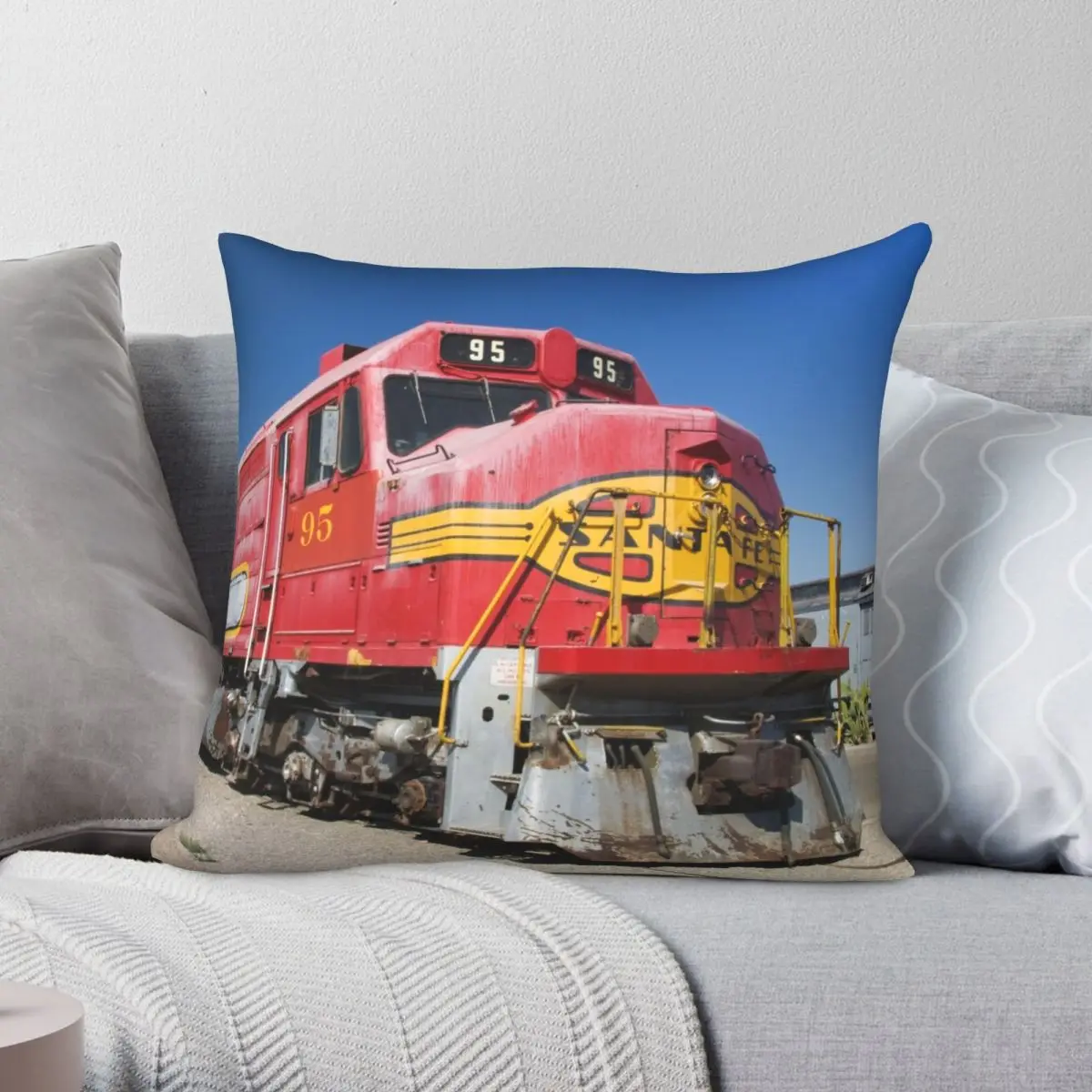 Santa Fe Train Pillowcase Polyester Linen Velvet Pattern Zip Decor Throw Pillow Case Bed Cushion Cover Wholesale