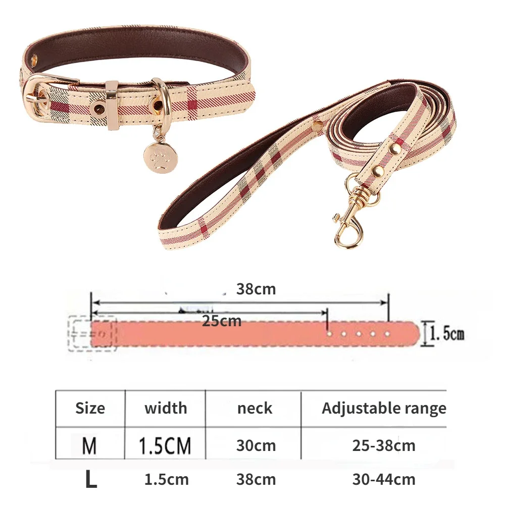 Pet Collar Leash Set Leather Fashion Adjustable Collars Dogs Pet Supplies Medium Large Dogs Gift Walking Training Harness