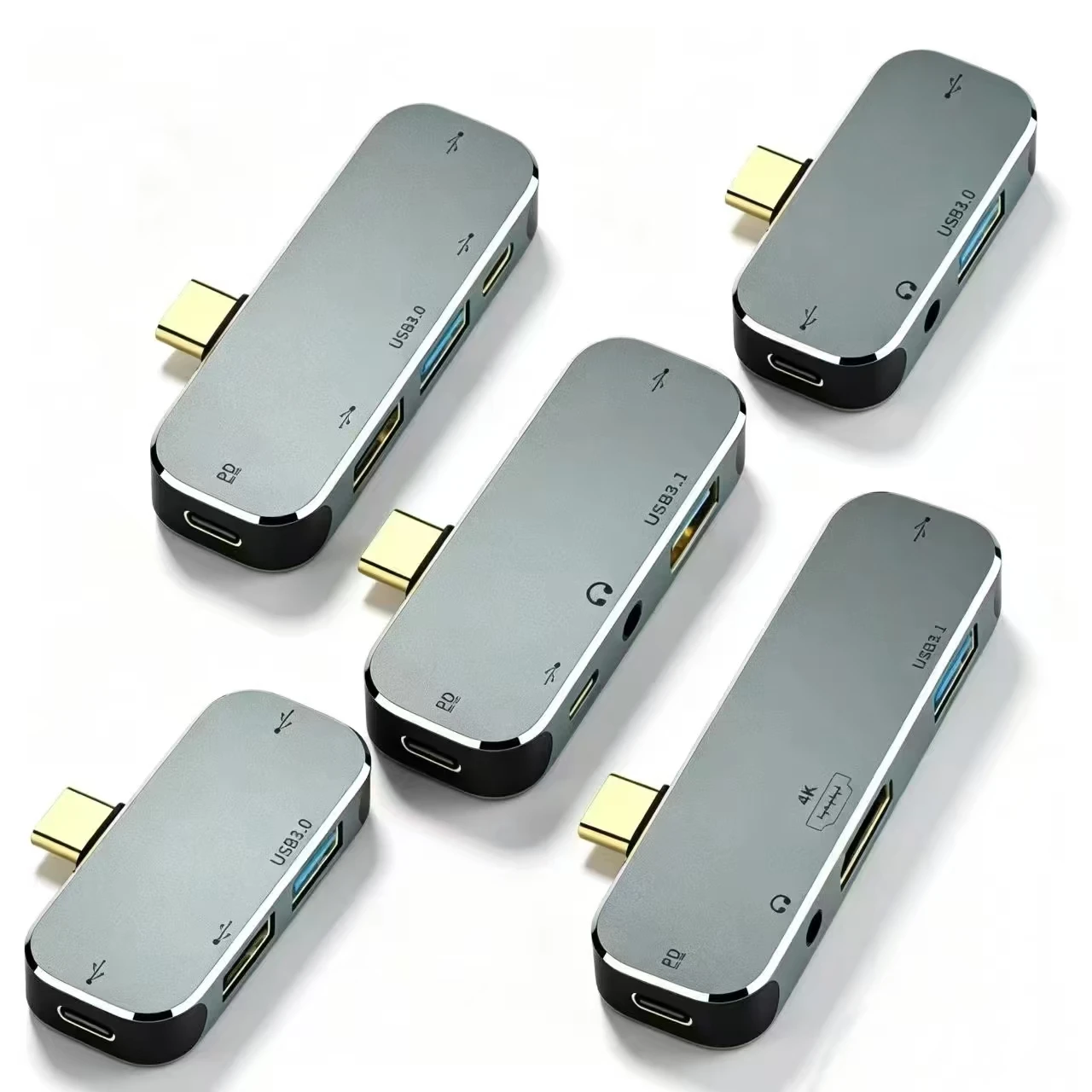 Type‑C Multi‑Function Hub Adapter, 5 Styles Available, PD Charging USB3.1 HDMI 3.5mm Audio Docking Station for Laptop Phone