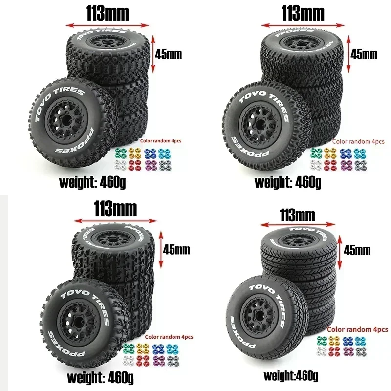 4pcs 112mm 1/10 Short Course Truck Tires Tyre Wheel With 12mm Hex For Slash Arrma Senton HuanQi 727 Vkar 10sc Hpi Rc Car