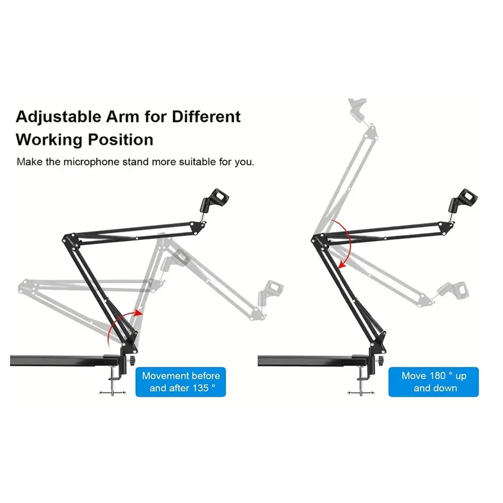 Foldable Metal Extendable Microphone Stand Bracket Adjustable Suspension Boom Scissor Arm Mic Cantilever Holder With  with Alloy