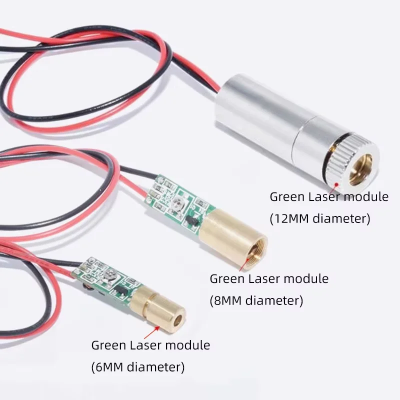 Лазерный модуль зеленого света 10 МВт, лазерная головка зеленой точки 6 мм/8 мм/12 мм, лазерное устройство зеленого света, лазерный луч