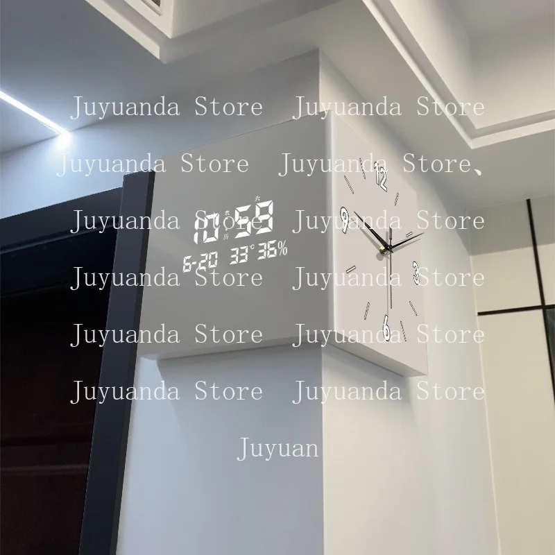 Living Room Corner Clock Perpetual Calendar New Electronic Clock Modern Simple Double-sided Wall Clock Creative Corner Wall