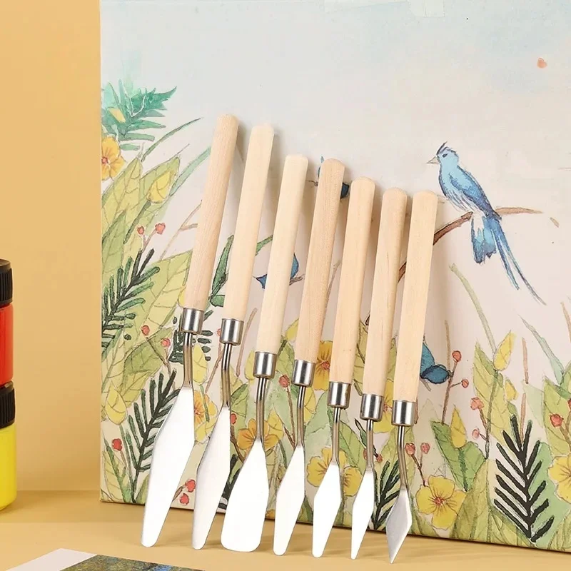 7 PCS Palette Knife Set for Painting - Stainless Steel Spatulas for Acrylic, Oil, Mixing & Canvas Texturing, Essential Art Tool