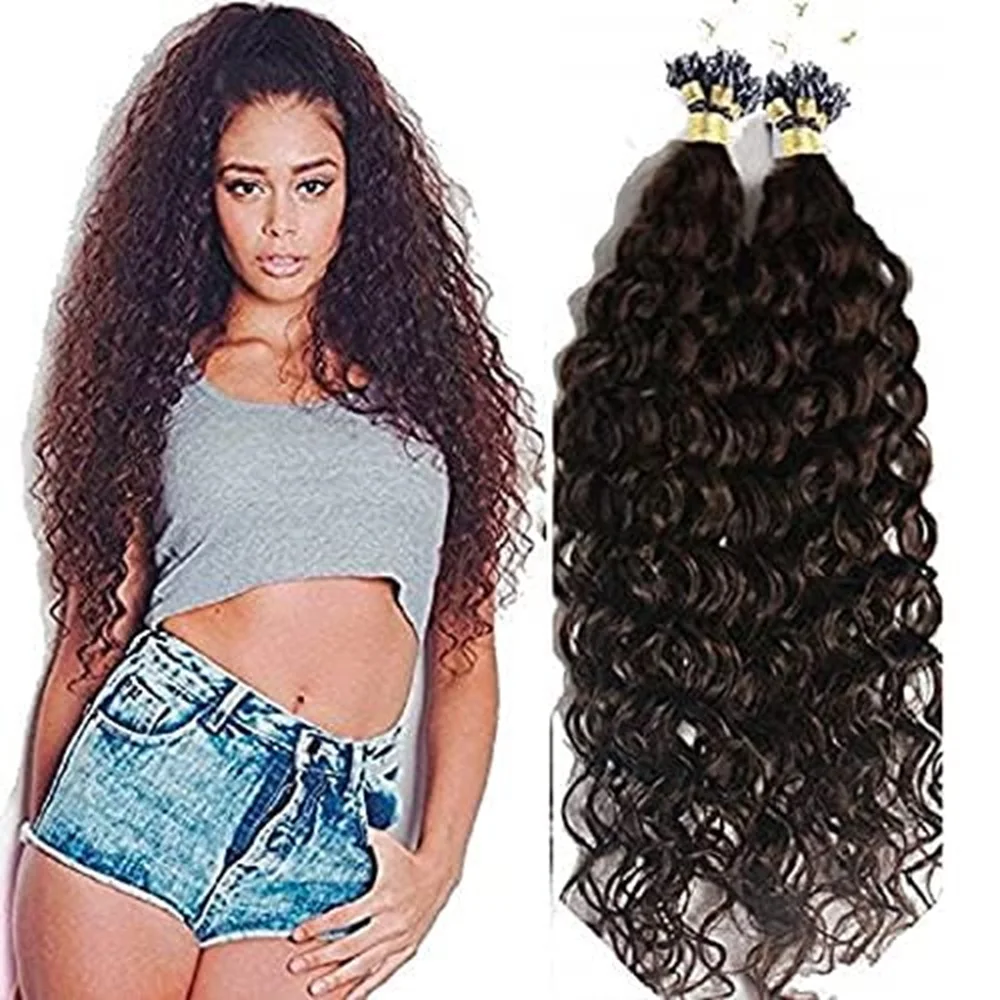 Deep Curly Micro Loop Ring Human Hair Extension Pre Bonded Brazilian Remy Hair Micro Beads Microlink Hair 100g 100strands