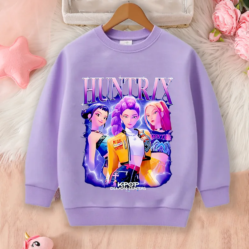 

KPop Demon Hunters Sweatshirt Cotton for Children Sweatshirt Spring Autumn Baby Tops Cute Cartoon Rumi Zoey Mira Clothing Gifts