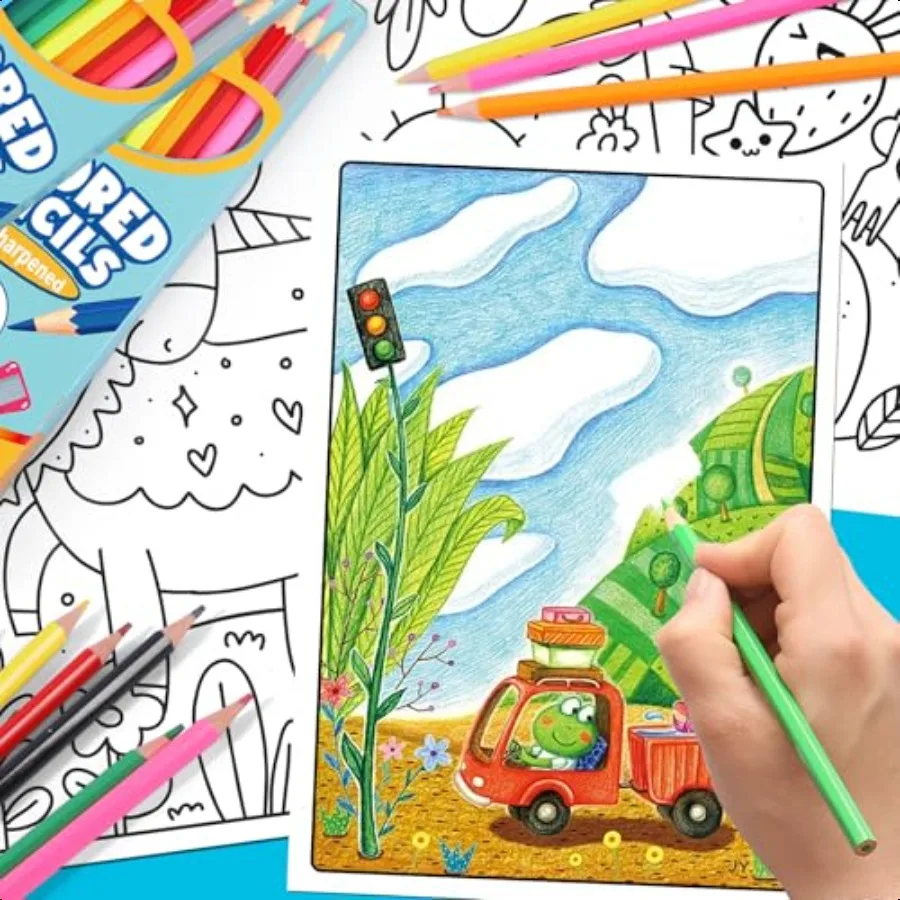 288색 색연필 대량 24팩 12색 색연필 미리 날카롭게 만든 성인용 색연필 대량 학교용 색연필