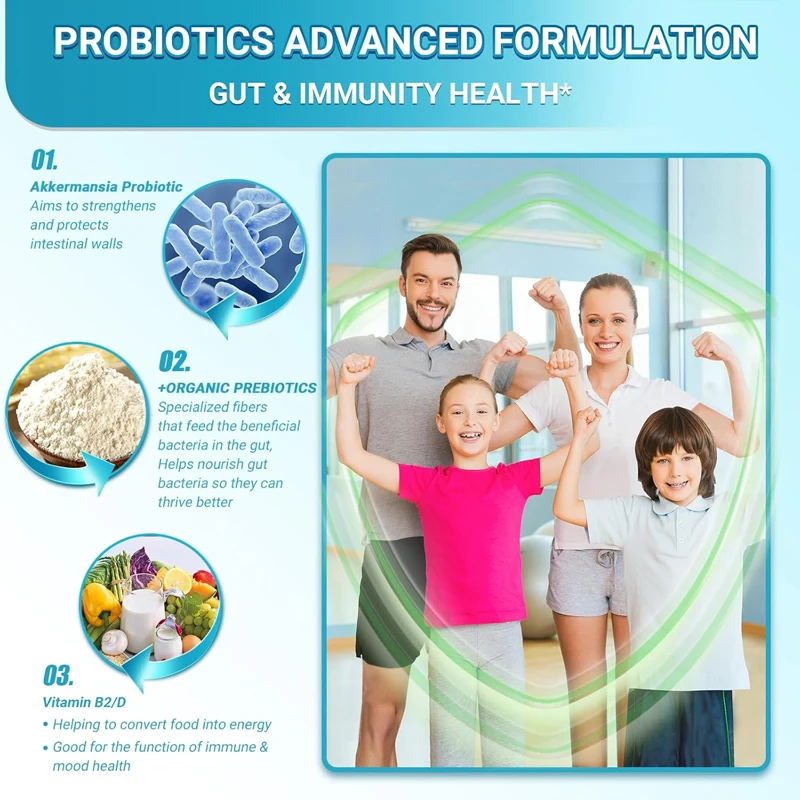 Akkermansia probióticos de alta probiótica, mucinifila, que favorecen la salud intestinal e inmunológica, 10 mil millones de AFU + prebióticos orgánicos