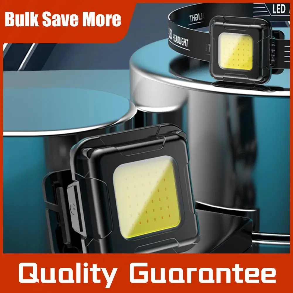 Portable Head Lamp 4 Light Modes Multifunctional Head Torch Adjustable Angle Mini COB LED Headlight for Camping Running Hiking