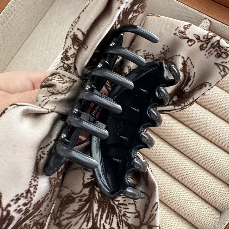 French Retro Fabric Satin Velvet Print Bow Ribbon Ponytail Grip Elegant Hair Clip Hair Accessories New Hair Claws Headwear