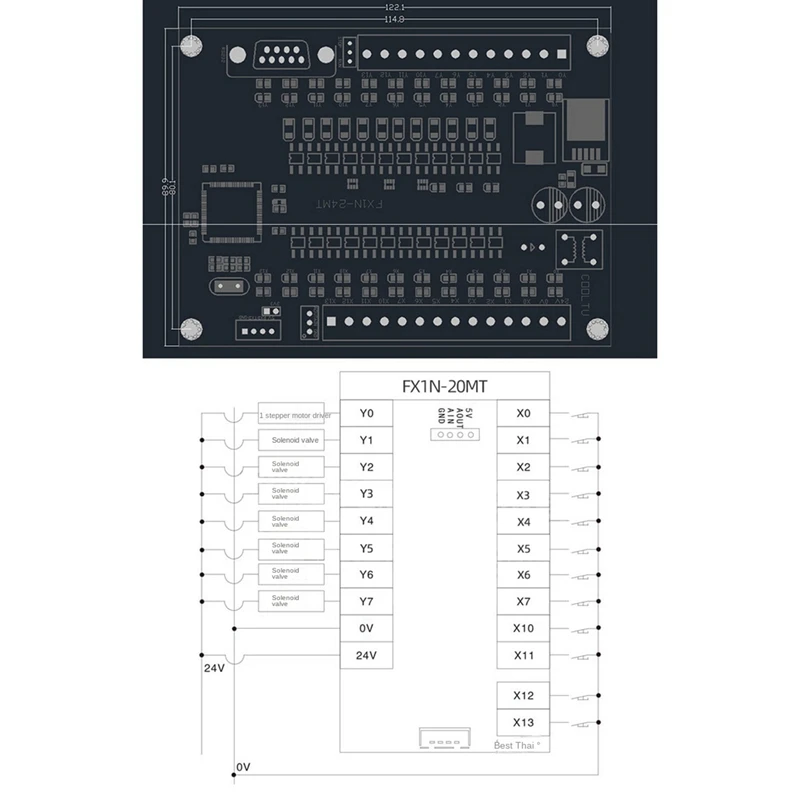 2X PLC Industrial Control Board FX1N-24MT Relay Module Delay Module