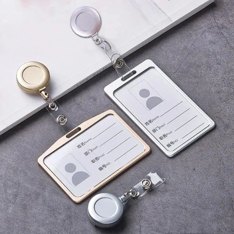 غطاء بطاقة الموضة النساء الرجال سبائك الألومنيوم العمل حاملي بطاقات الاسم الأعمال بطاقة العمل معرف شارة الحبل حامل معدني الفقرة cartas