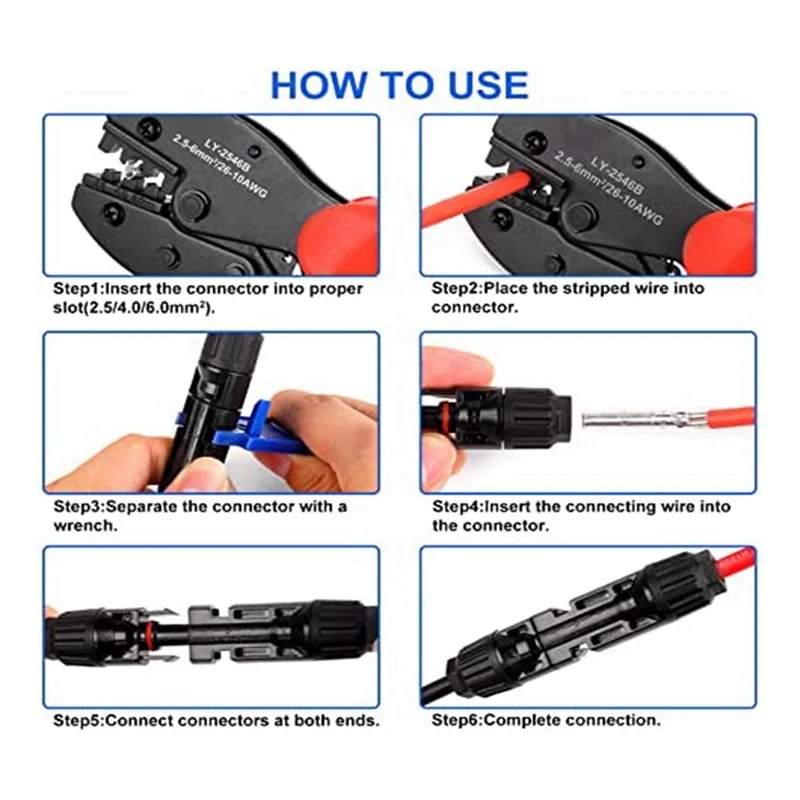 Hot Solar Cable MC-4 Connector-Crimping Tool Kit,20 Pairs Male/Female Solar Panel Connectors,Solar Panel Wiring Kits