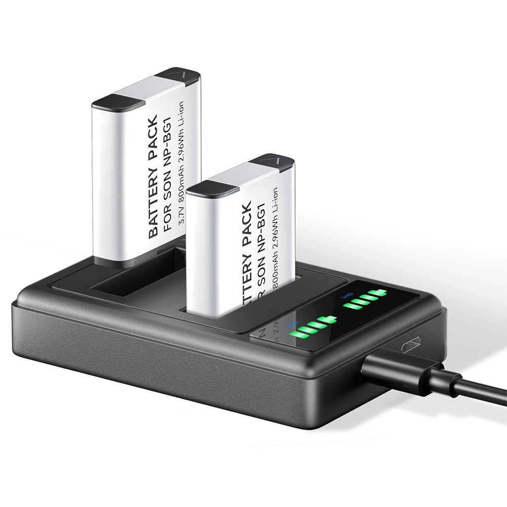 Аккумуляторы для камеры 3,7 в NP-BG1, 800 мАч + 3,7 в NP-BG1, зарядное устройство для Sony DSC-W300 W210 WX10 H70 H50 H10 HX5C W220 W170