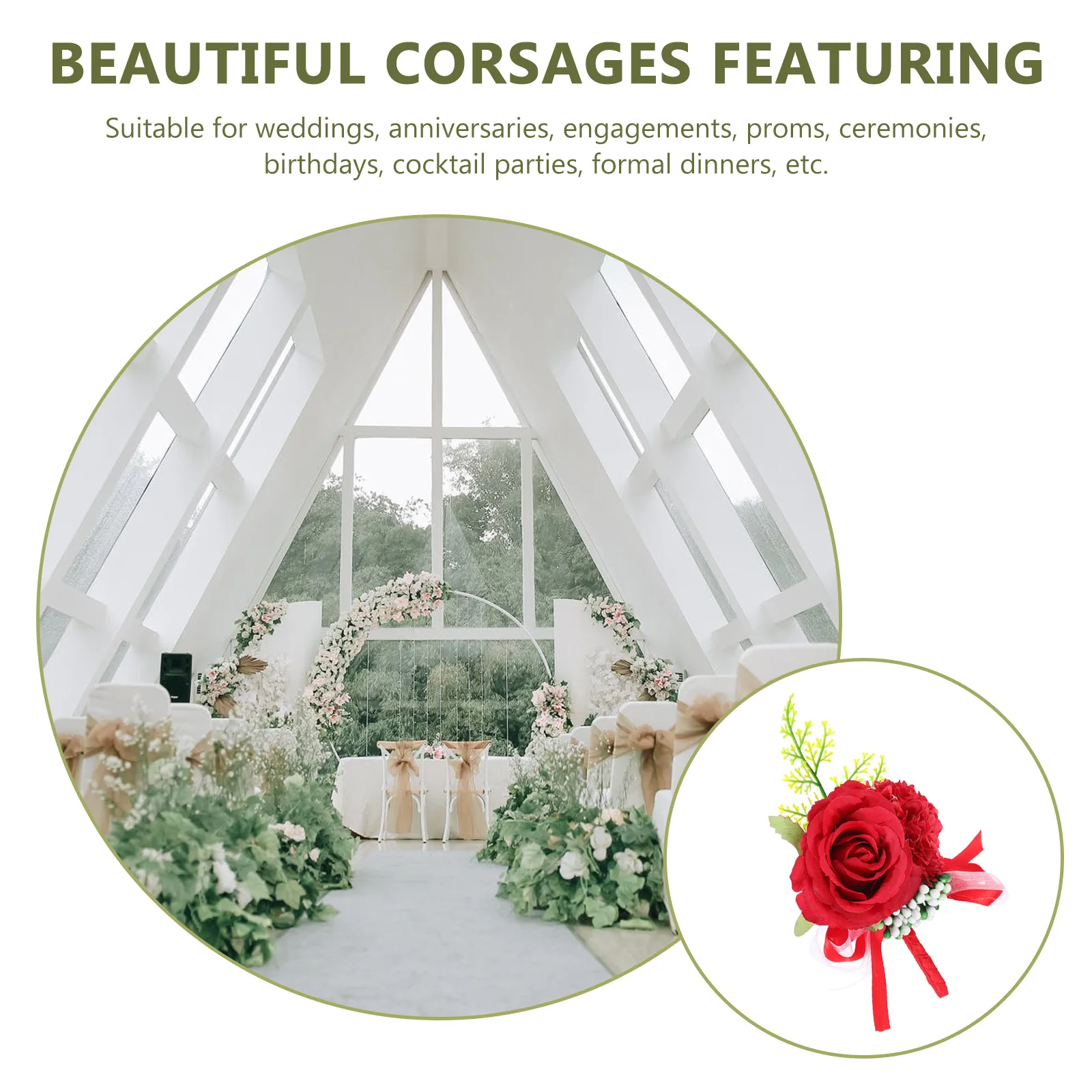 

2 Pcs Decorate Simulated Corsage Banquet Wedding Bouquet of Flowers Polyester Artificial Realistic