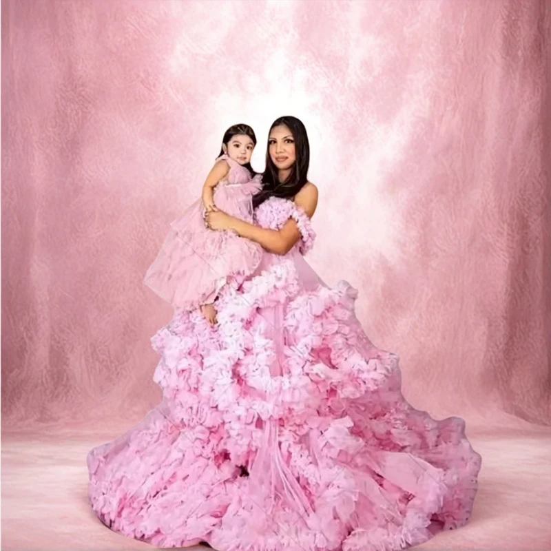 

Maternity Dresses Photoshoot-Front Slit - Tulle Ruffles Baby Shower,vestido Maternidad Photographie De Vêtements De Maternité