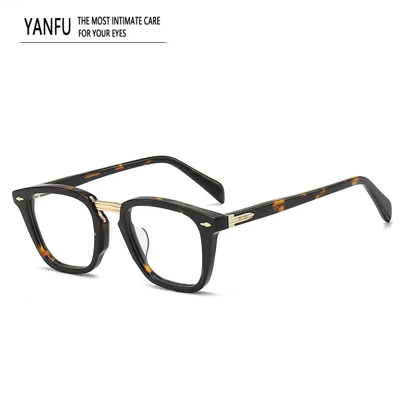 Square Vintage Retro Tortoise Acetate Glasses Frames Brand Fashion Optical for Men Women Prescription Myopia Reading Eyeglasses