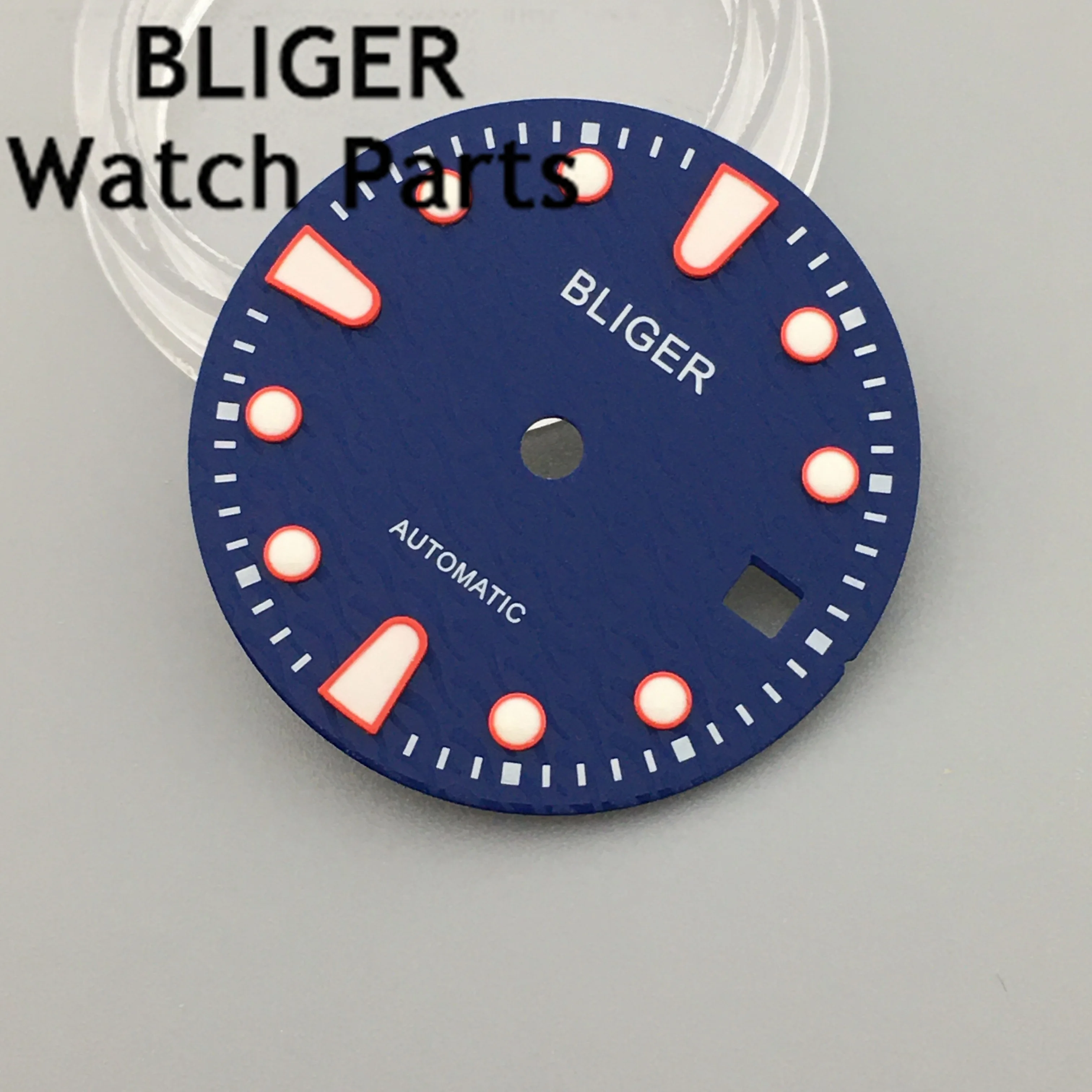 BLIGER-esfera de reloj de 28,5mm, accesorio de color negro, verde y azul, ajuste luminoso verde, movimiento Mingzhu DG2813 3804