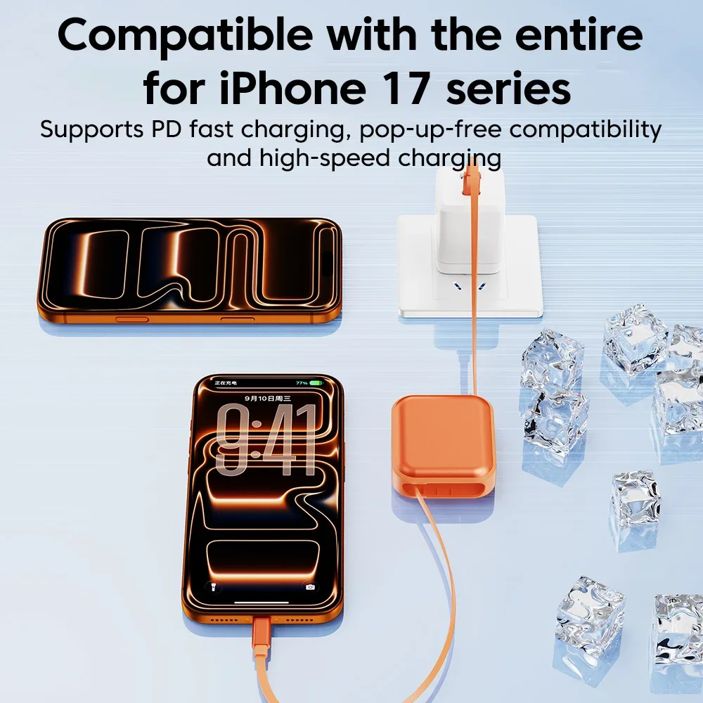 USB-C to USB-C PD240W Fast Charging Type-C Data Cable Retractable Mobile Phone Charging Wire for iPhone 15 16 17 Xiaomi Samsung